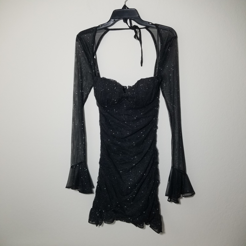 Windsor Black Sparkle Long Sleeve Dress